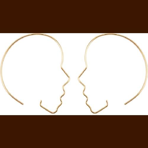 Special New Design Opening Men Head Sivler Black Golden Hoop Earrings for Women