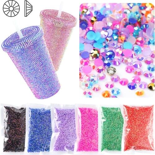 Resin Rhinestones Jelly AB Color Glitter Non Hot Fix Rhinestones Crystal Strass Nail Art Stone SS6-SS30 Flatback Big Package