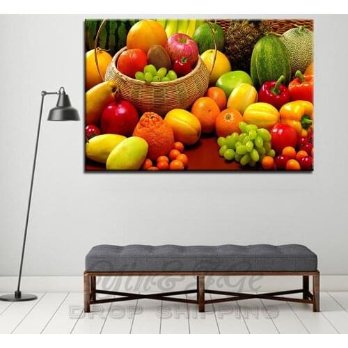 Fresh Fruits and Vegetables Still Life Wall Painting Canvas Cuadros Decoracion Dormitorio Dining Room Decor Wall Art Paris