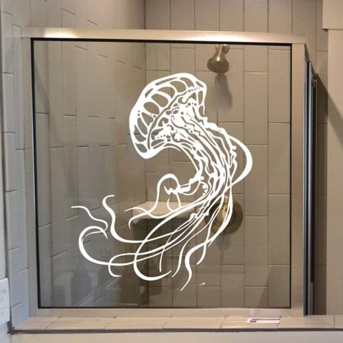 Cartoon Jellyfish Sea Animal Wall Sticker Nursery Kids Room Large Jellyfish Under Ocean Wall Decal Bathroom Kitchen Vinyl Decor
