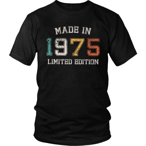 Vintage Born In 1975 T Shirt Men Short Sleeve Streetwear Made in 1975 45th Birthday Gift Tshirt Fashion 100% Cotton Tee Merch