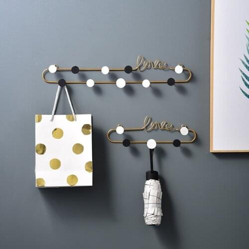 Iron Key Holder Wall Hooks for Clothes Hat Coat Scarf Hanging Bathroom Towel Hanger Organizer Racks Home Kitchen Display Rack