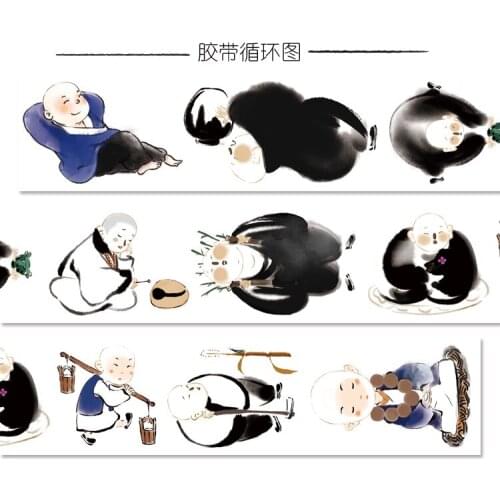 1 Loop Chivalry Idle Monk Dream Washi Tape Sample Decorative Sticker Label Sample