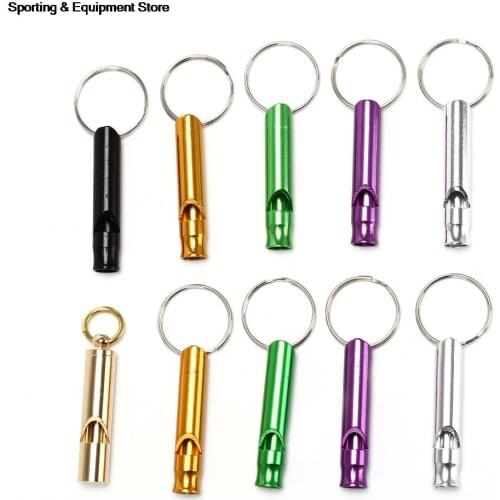 10 PCS/Lot Outdoor Emergency Mini Aluminum Alloy Whistle Keyring Keychain For Survival Safety Sport Camping Hunting Random Color