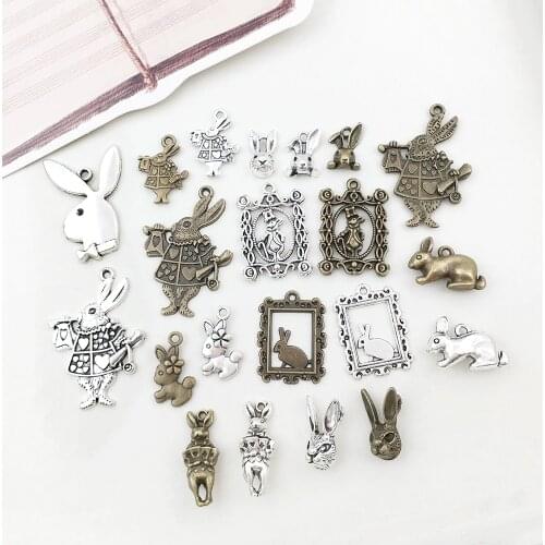 10Pcs Rabbit Charms Pendants DIY Jewely Making Alloy Findings Accessory For Neacklaces Earrings