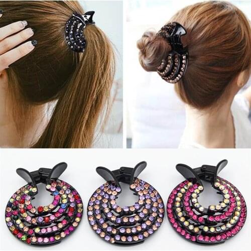 2020 Crystal Bud Hair Claw Half Ball Hair Clip For Women Ponytail Bun Maker Crystal Hair Clips Hair Accessories