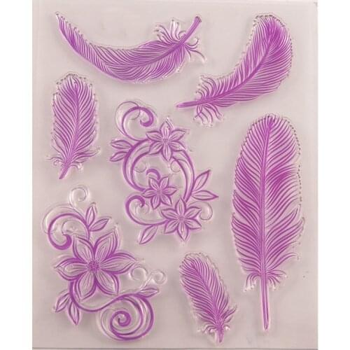 2020 Lace Feather Clear Stamps DIY Scrapbooking Craft Supplies Silicone Seal Custom Photo Album ink pad Stamping