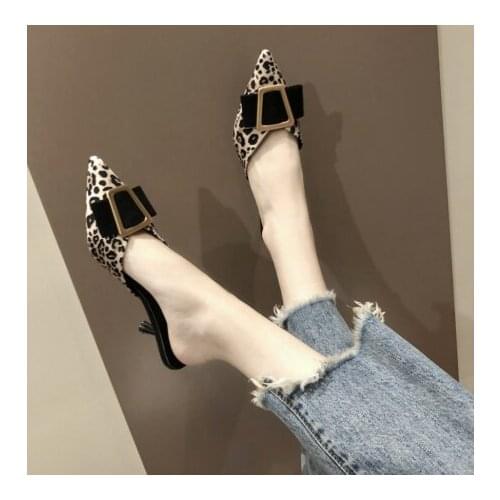 2020 Women Flat Slippers Slip On Mules Leopard Shoes Women Slippers Mules Low Heel Shoes Ladies Fashion Shoes