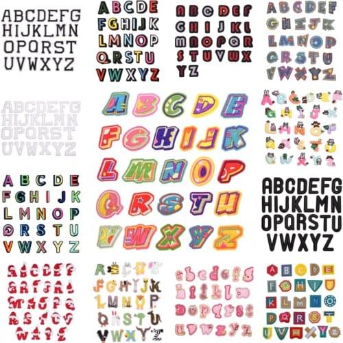 26Pcs/set A-Z Black White Silver English Alphabet Letter Patch Mixed Embroidered Iron on Kids Patches for Clothes Stickers Badge