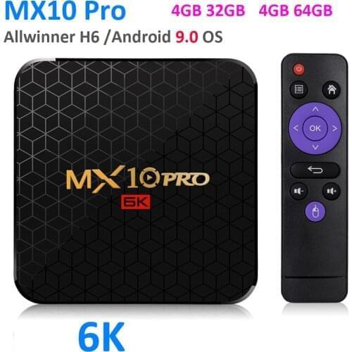 6K TV Box MX10 Pro Android 9.0 Allwinner H6 Quad Core 4GB 32GB 64GB 2.4G WiFi USB3.0 Support 6K*4K Smart Media Player 5pcs