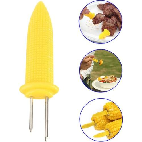 6pcs/set Corn On The Cob Holders Set For Skewers Bbq Twin Prong Sweetcorn Holder Fork Kitchen Tool