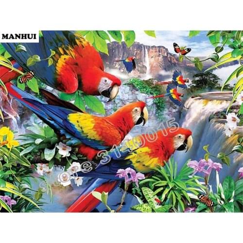 Full Square Diamond 5D DIY Diamond Painting Parrot bird Embroidery Cross Stitch Rhinestone Mosaic Painting Decor BFC364