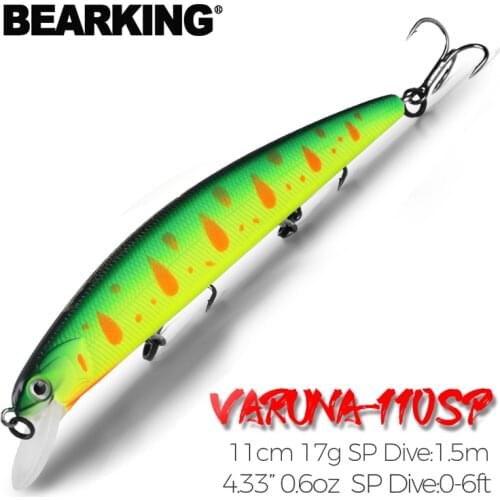 Bearking 11cm 17g Dive 1.5m Super Weight System Long Casting SP Minnow New Model Fishing Lures Hard Bait Quality Wobblers