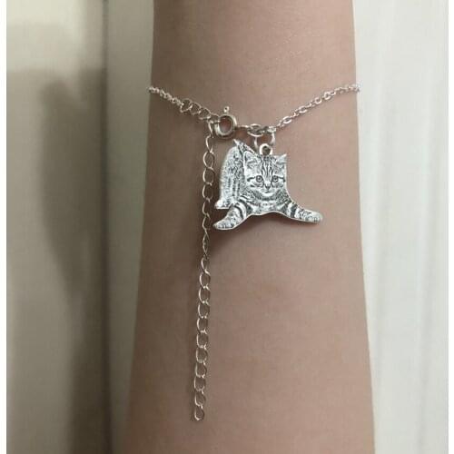 Custom Pet Photo Silver Bracelets Dog Cat Charms Bangles 925 Silver Engraved Name Bracelets Women Men Jewelry Memorial Gift