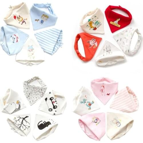 5 Pcs/Set Baby Newborn Feeding Bibs Soft Cotton Saliva Towel Toddler Triangle Scarf Bandana Newborn Burp Cloth