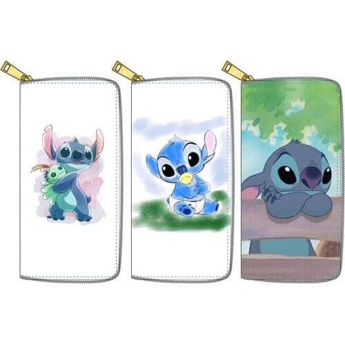 Disney Stitch Wallet girl boy cartoon pu coin purse children Clutch kid card holder