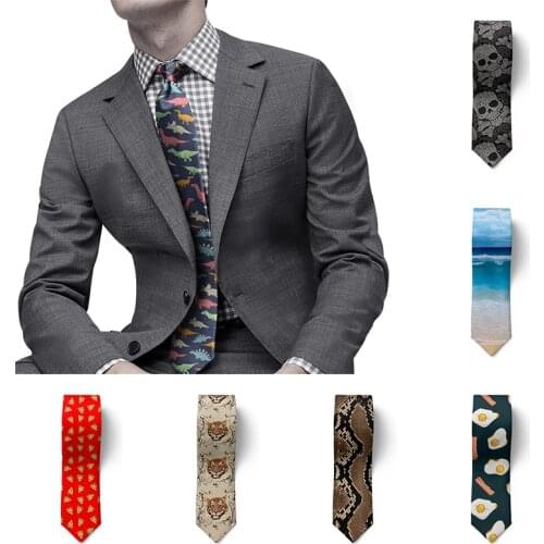 Animal Snakeskin Print Tie Men Women Narrow Neckties Casual Business Classic Suits Shirt Funny Slim Neck Ties For Wedding Party
