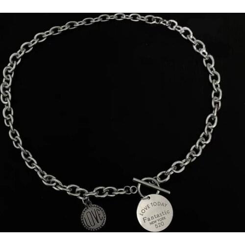 Personalized Street Style Hip-hop Titanium Steel Necklace Female Collarbone Chain Mix and Match Letter Tide Pendant Necklace