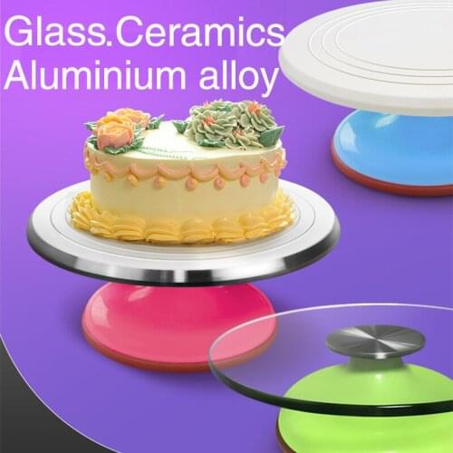 12inch Baking Tools Aluminum Alloy Birthday Cake Turntable Plastic Stainless Steel Glass Cake Stand Craft Turntable Platform