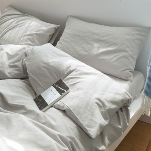 3.2KG four-piece cover sheet bed sheet pillow case plain cotton washed cotton bed sheet 4pcs set simple student use home textile