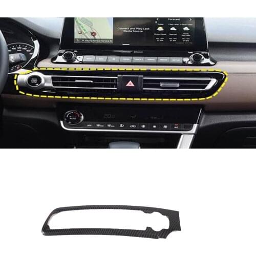 For Kia Seltos 2019 2020 Carbon Fiber Dashboard Air Conditioner Cover Trim AC Decoration Frame Interior Accessories Car Styling