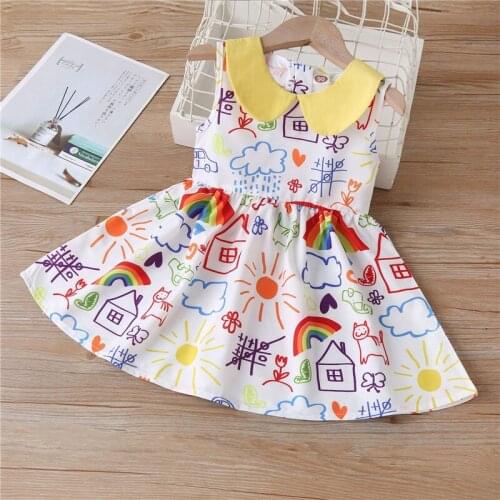 Summer Kids Clothes Rainbow Cute Sleeeless Princess Dress Birthday Toddler Girls Costume Little Children Dresses Vestidos