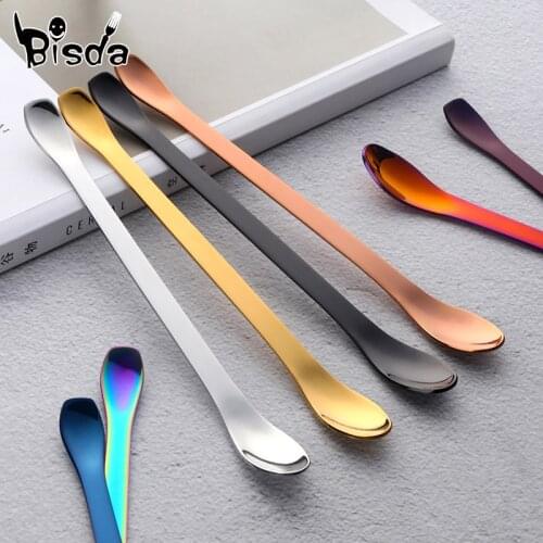 8 Colors Stirring Coffee Spoon Double Head Scoop Multinational Stainless Steel Tea Spoons Gold Medicine Tools Silver Dinnerware