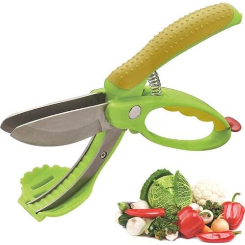 Multifunctional Double Stainless Steel Knives KItchen Salad Vegetable Scissors Cook Tool Cut Kitchen Gadgets Accessories 2021