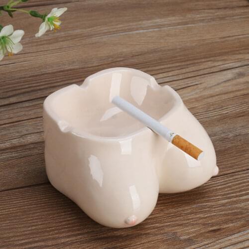 Fashion Ceramic Dynamic Breast Ashtray Household Ornaments Gifts decoration h mini portable car ashtrays ash tray outdoor girly