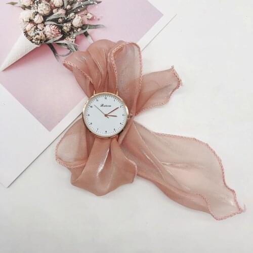 Fashion Pure Color Ribbon Watch, Winding Strap Student Watch DIY Hand-Made Little Fairy Quartz Watch