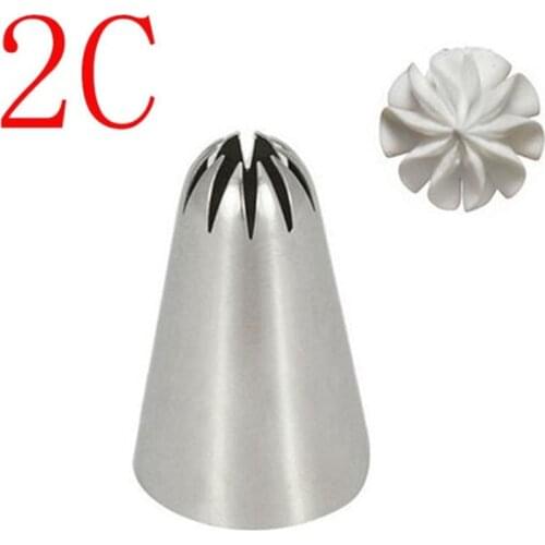 Piping Icing Nozzles for Cream Biscuit Cookie Pastry Tips Stainless Steel Cake Decoration Baking Tools Fondant Cake Tubes #2C