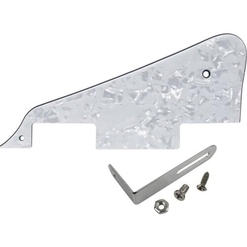 NEW White Pearl 4ply Electric Guitar Pickguard Scratch Plate with Chrome Bracket for LP Style Guitar Parts