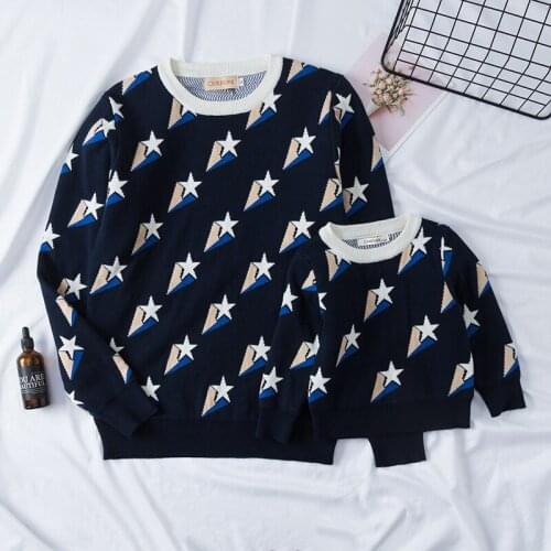 Mother and Daughter Clothes Kids Girls Knitted Sweaters 2020 New Childrens Print Casual Sweaters Coats Family Christmas Clothes