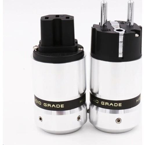 OEM X1pair Hifi audio Brass rhodium Plated Power cable extension adapter EUR Schuko power plug