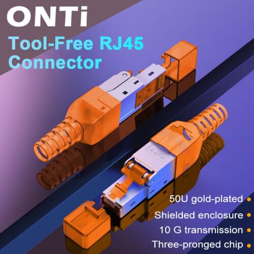 ONTi 10Pcs Tool-Free Shielded RJ45 Cat 7 / Cat6A Termination Plug Cat7 Plug / Cat7 Connector cat6A connectors Modular 23/24AWG