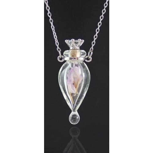 1PC Clear Water Drop Perfume Bottle Necklaces Essential oil Keep Openable Make a Wish Pendant Blood Vial Necklace For Women