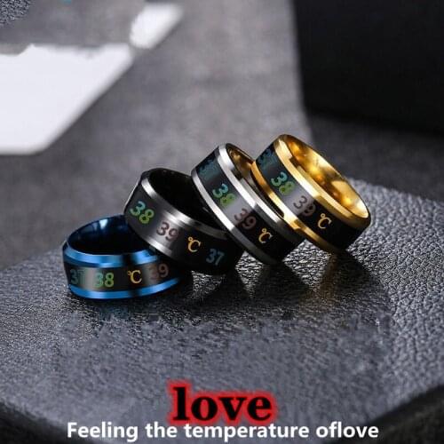 Couples Smart Sensor Body Temperature Ring Stainless Steel Fashion Display Real-time Temperature Test Finger Rings for Women