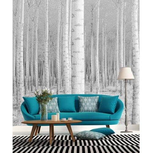 Custom 3d wallpaper Retro Simple 3D White Trees Mural Background Wall 3d wallpaper for room