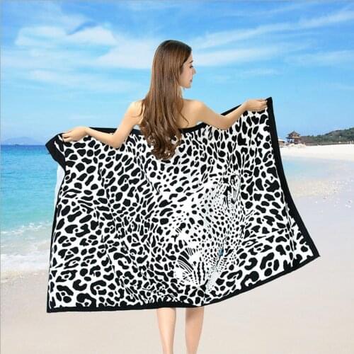 2016 Summer Beach Towels Brand Rectangle Unisex Beach Towel Black Leopard Printed Swimming Bath Towel 180*100cm 667763