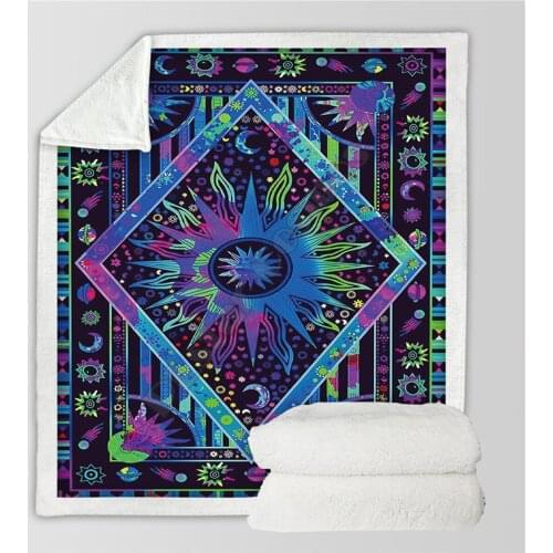 Psychedelic Sun 3d printed fleece blanket for Beds Hiking Picnic Thick Quilt Fashionable Bedspread Sherpa Throw Blanket