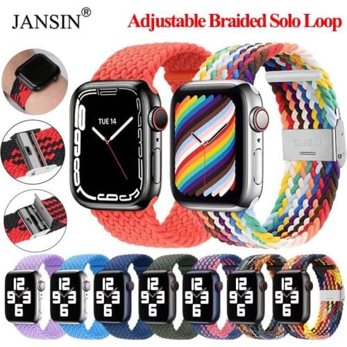 Adjustable Braided Solo Loop For Apple Watch Band 42mm 38mm 40mm 44mm Elastic Bracelet Watchband iWatch SE 6 5 4 3 Fabric Strap