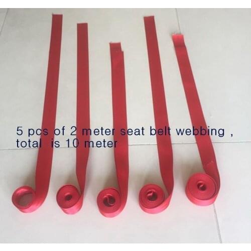 5 of 2meter 48mm wide SEAT BELT STRAP WEBBING RED Color Break Strength 2500KG