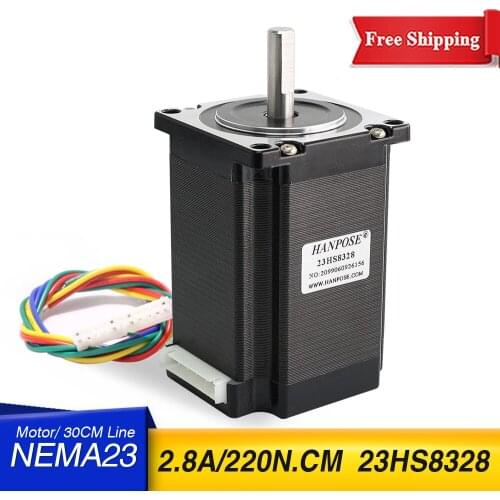 Nema23 Stepper Motor 57x83mm 2.8A 2.2N.m NEMA 23 23HS8328 315 Oz-in for 3D printer CNC engraving milling machine
