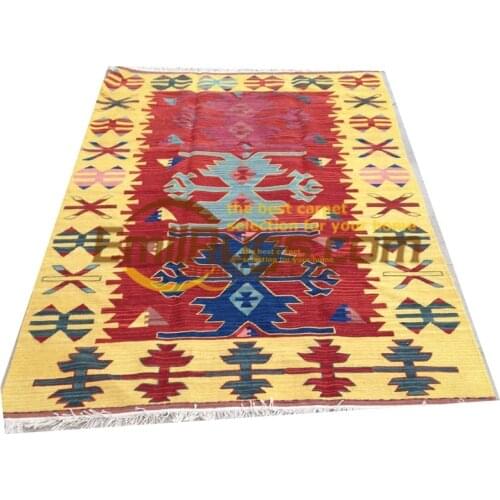 Wool kilim Fabric Handmade Bedroom Square Bohemian Natural