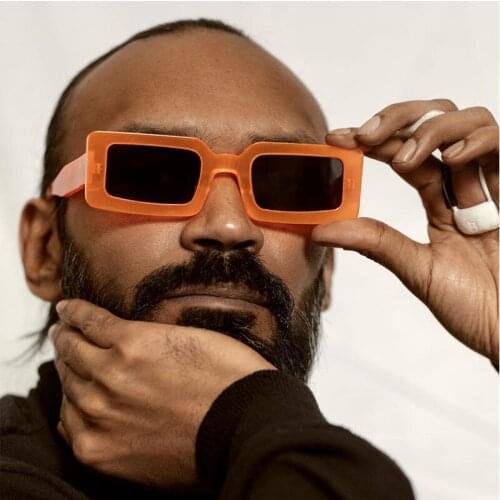 Male Small Square Sunglasses Sweden Fashion Cool Slim Orange Sun Glasses For Women Summer Beach Party Eyewear