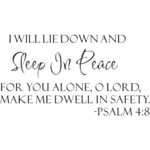 Sleep In Peace Psalm 4:8 Bible Verse Lettering Wall Decal Decor Quote Inspire