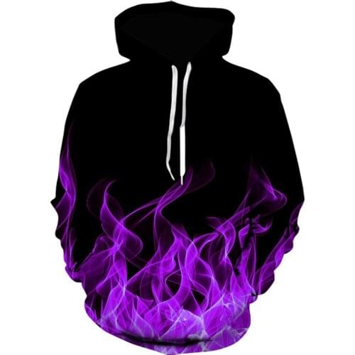 New Colorful Purple Flame 3D Kids Boy Girl Hoodie Fashion Casual Sweatshirt Men Women Unisex Coat Funny Jacket Black Hoodies