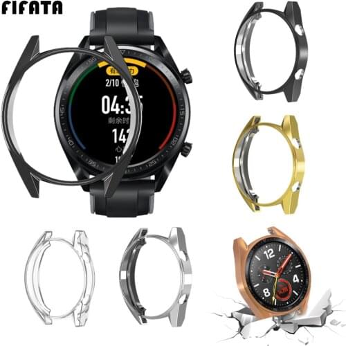 FIFATA Plating TPU Slim Smart Watch Protective Case Cover For Huawei Watch GT Smart Bracelet Silicone Cover Sports Accessories