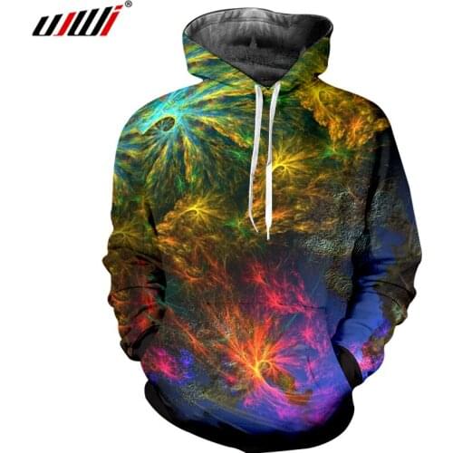 UJWI Plus Size Fall Hooded Hoodies Mens Hip Hop Long Sleeve Pullover Sweatshirts 3D Printing Sea World Coral Tops Hoody Unisex