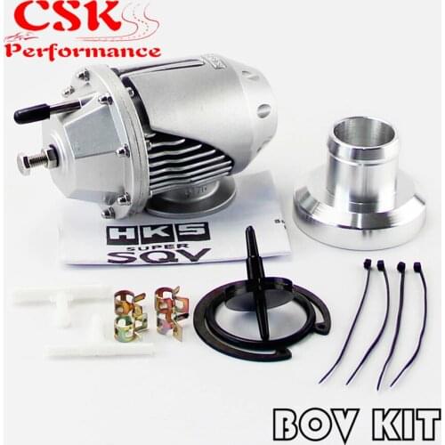 UNIVERSAL SQV BLOW OFF VALVE BOV TYPE II 2 +2.5" FLANGE PIPE ADAPTER SILVER / BLACK